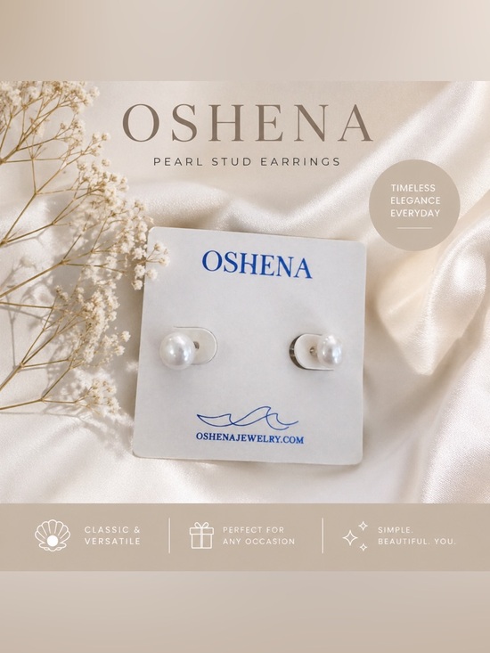 Oshena Jewelry - White Pearl Stud Earrings
